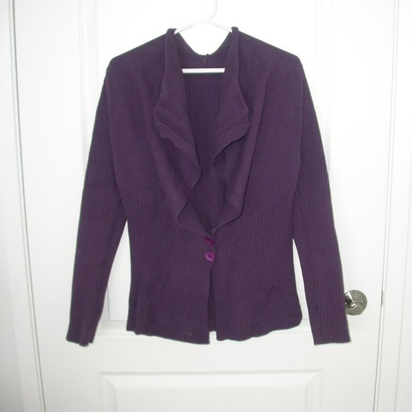 Burgundy Drape Collar Cardigan - Picture 1 of 7